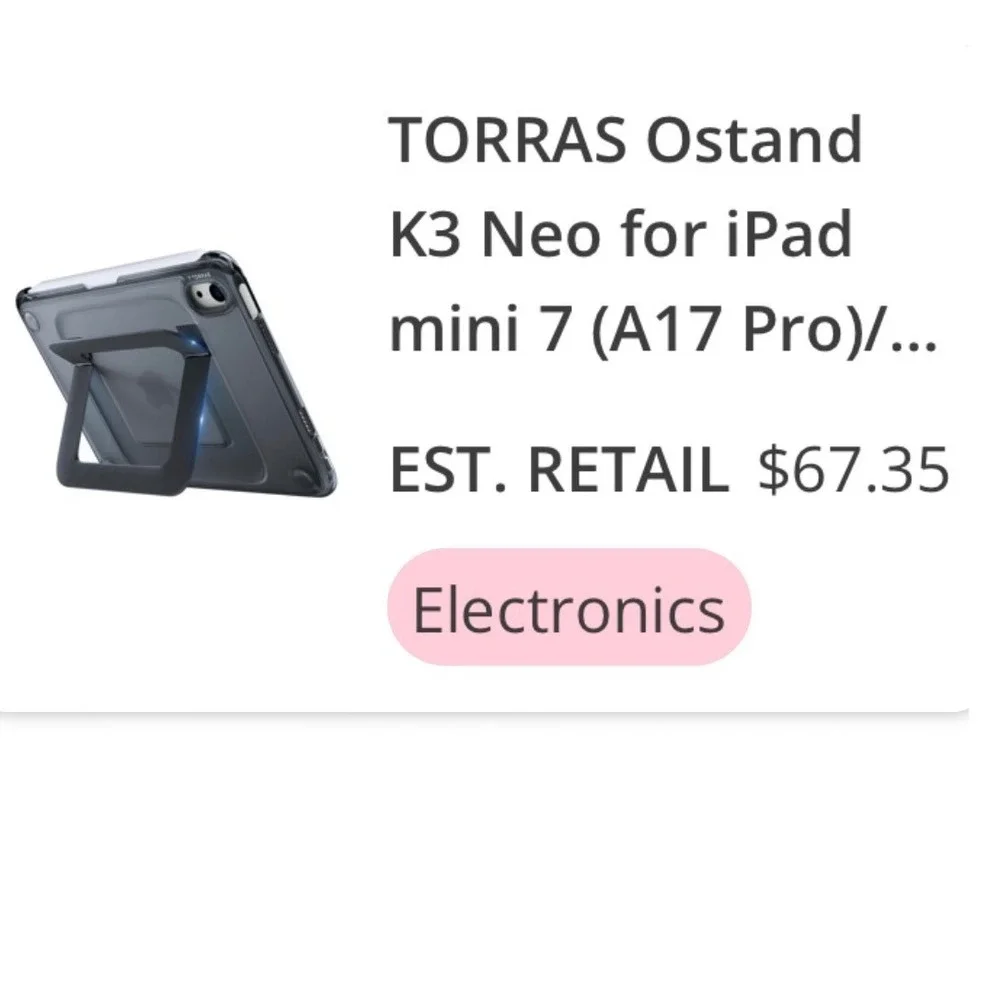 Torras K3 Neo Black Kickstand Case for iPad Mini 7 & iPad Mini 6 A4CN26